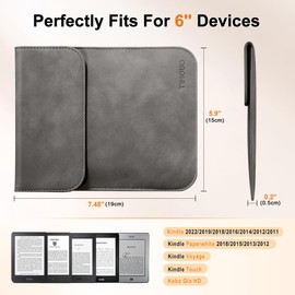TiMOVO 6 Inch Tablet Sleeve for All-New Kindle 2022/2019, Kindle Paperwhite 6.8 Inch, Kindle Voyage, Kindle 8th Gen 2016, Kindle Touch, Kindle 4/5, Magnetic Closure Protective Pouch Bag, Space Gray