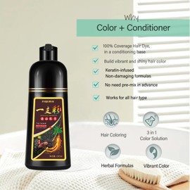 Black Hair Dye Shampoo, Hair Color Shampoo for Women Men, Covers Grays in Minutes, Champu Para Canas, Easy to Use, 16.90 Fl Oz