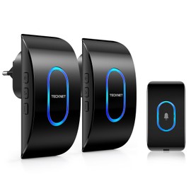 TECKNET TECKNET Trklingel IP65 Funkklingel aussen wasserdicht, 400m Reichweite funkklingel 2 empf?nger, 5 Lautst?rkestufen, 60 Melodien klingel haustr Mit LED-Blitz