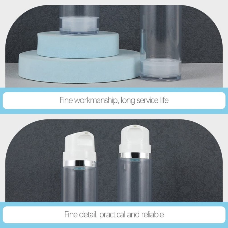 FRCOLOR 2pcs Empty Airless Pump Bottle Refillable Plastic Vacuum Pump