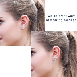 QUKE Woman Four-leaf Clover Shape Cubic Zirconia Crystal Cuff Wrap Ear Vines Climbers Earrings Jewelry For Women Girls