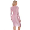 Women Metallic Sheer Dress Shiny Long Sleeve Bodycon Dress Skinny