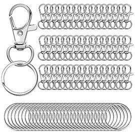 100 Argollas para Llaveros y Ganchos Giratorios, Aros para Lllaveros Acero Inoxidable, Broches para Hacer Llaveros, Anillos de Metal para DIY Manualidades y Bisutería (50 Ganchos + 50 Llaveros)
