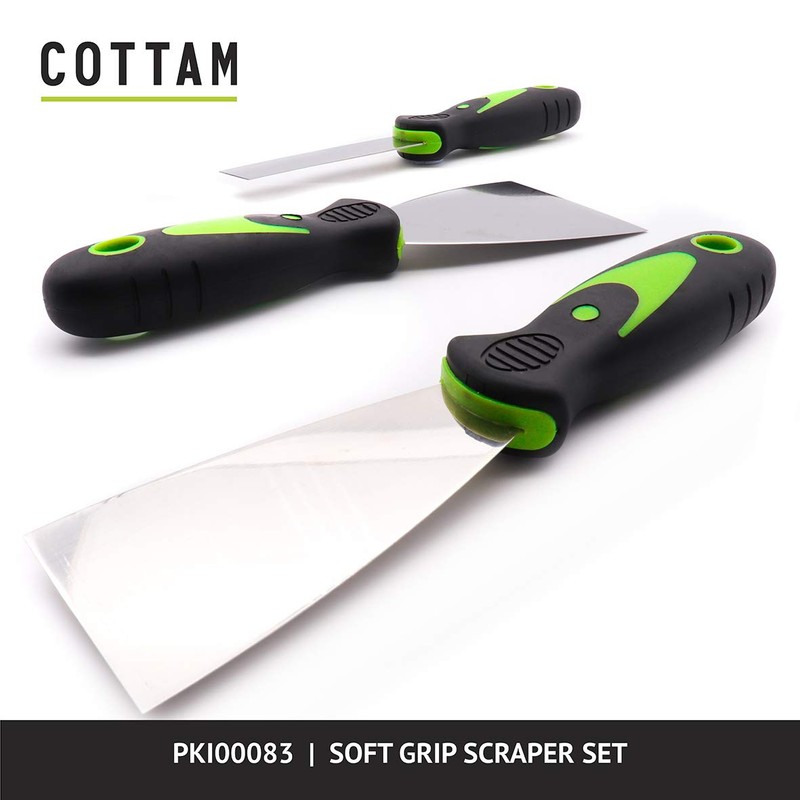 COTTAM Soft Grip Scraper Set (Pack of 3) - In
