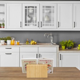 Relaxdays Tablet Stand Wooden Desk Kitchen Bed Reading Stand Modern Design Book Holder Cookbook Natural 1 Piece