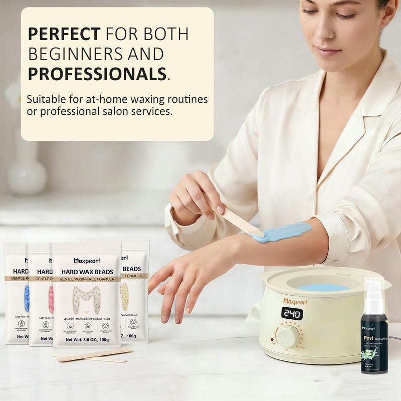 Digital Waxing Kit with Silicone Pot, Easy to Use, Beige