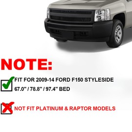 DOTCOM Fender Flares 4PCS,Compatible with 2009-2014 Ford F150 Styleside with 67.0/78.8"/97.4" Bed Length Models(NOT not fit Platinum and Raptor Models),Paintable Factory Style Wheel Flares Set