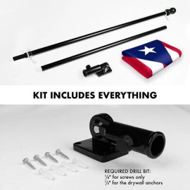 UD_G128 Combo Pack: 6 Feet Tangle Free Spinning Flagpole (Black) Puerto Rico Puerto Rican Flag 3x5 ft Printed 150D Brass Grommet