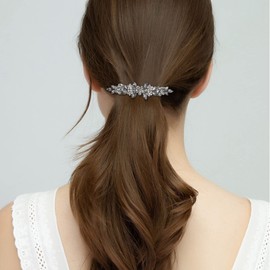 EVER FAITH Bridal Crystal Flower Hair Clip for Dman Marquise Round Rhinestone Cluster Hair Accessories for Banquet Party Clear Silver Tone, Crystal