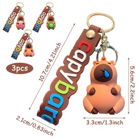 Rienan Pack of 3 Capybara Keyrings, Cute Capybara Keyring, Cute Portable Capybara Bag Pendant, Funny Xapybara Figure, Car Keyring, Backpack, Purses Pendant, multicoloured