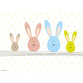 Place Mat I Place Mat – Spring and Easter – Four Colourful Bunnies – 12 Pieces 44 x 32 cm Made of Premium Natural Paper in Storage Folder – The Special Themed Table Decoration