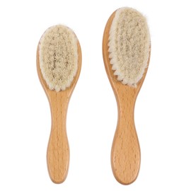 Baluue Barber Beard Brush Set 2pcs Cleaning Brush Wood Handle Wool Bristles Professional Hair Styling Tool for Home