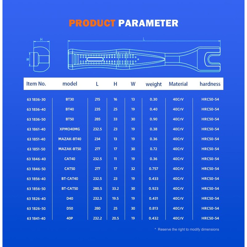 XINCHENG PRECISION Pull Stud Wrench CAT40 Pull Stud Spanner 45