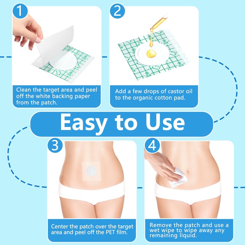 Castor Oil Patches, 40PCS DIY Castor Oil Pack Wrap（No Oil）