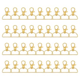 PATIKIL 1 Inch 25 mm Swivel Lobster Clasp, 60 Pcs Metal Swivel Clasp Hooks Trigger Snap Clips Lanyard Claw Clasps with D Ring for Key Chain Making DIY Crafts Purse Hardware, Gold Tone