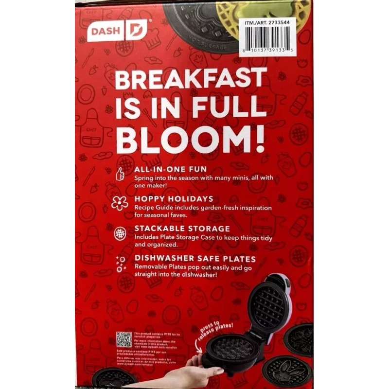 Dash Multi-Plate Mini Waffle Maker 7 removable Plates Recipie guide