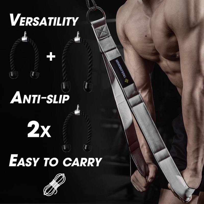 MANUEKLEAR Tricep Rope Cable Attachment Handles, Greater Range of Motion,