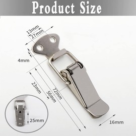 Pack of 12 Stainless Steel Toggle Clasps, Lever Lock, Box Closure, Lever Lock, Hasp Box Lock for Case Box, Doors, Windows, Furniture (Without Lock)