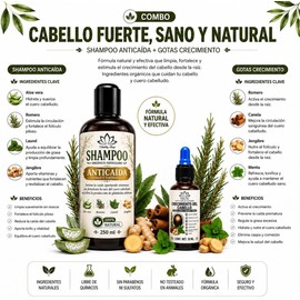 Dúo Anti-caída De Cabello Orgánico Ozonizado Con Aloe Vera y Romero Ayuda a Reducir la Caída del Cabello y Estimula el Crecimiento Capilar (Shampoo y Aceite Capilar)