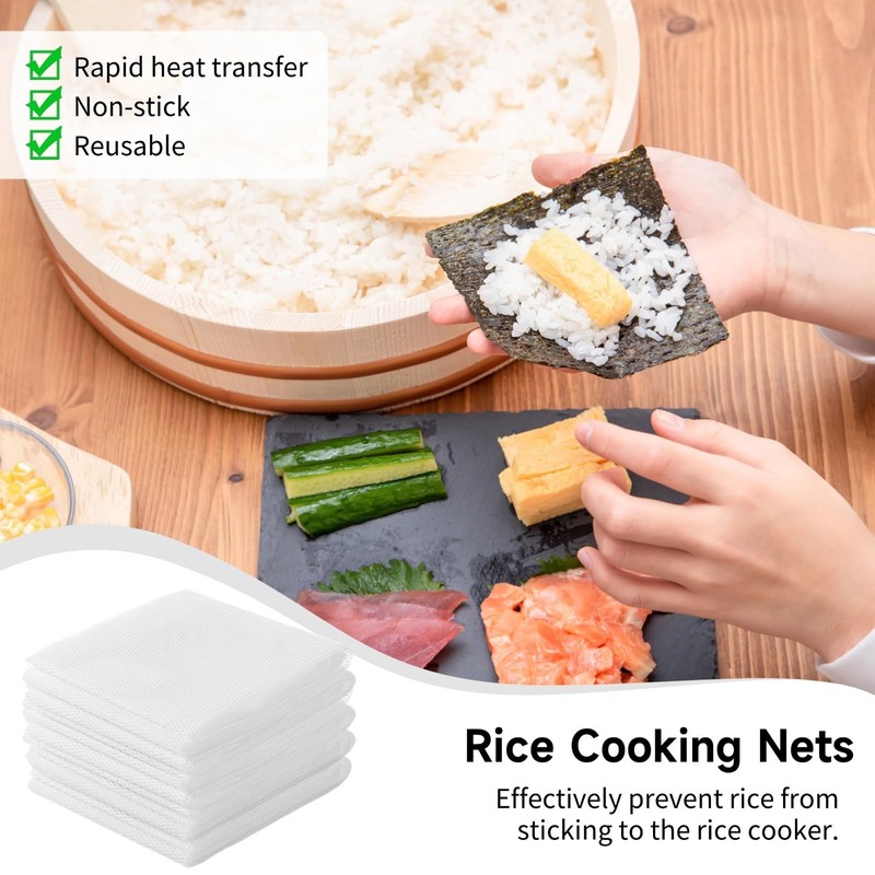 6 Pcs Tetoron Reusable Rice Cooking Nets Fine Mesh Non