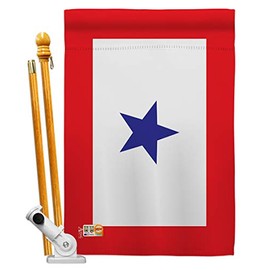 Americana Home & Garden AA-MI-HS-140343-IP-BO-D-US18-AG 28 x 40 in. Blue Star Military Impressions Decorative Vertical Double Sided House Flag Set & Pole Bracket Hardware Flag Set