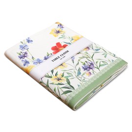 Vintage Vista Cotton Cloth Tablecloths for Rectangle Tables (70" x 50") - Washable Table Cloth - Digital Printed Table Cloths for Daily Use, Thanksgiving, Wedding & Restaurant (Red Flowers)