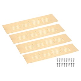 sourcing map Air Vents Cover, 4Pcs 200 x 50mm - Aluminum Alloy Mesh Air Return Vent Cover, Rectangle Louvered Ventilation Grille for Shoe Cabinet Wardrobe (Gold)