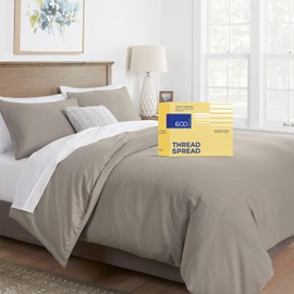 California King/King Duvet Cover, 600 Thread Count Sateen 3 Pc Egyptian Cotton Quality Duvet Cover Set, 100% Pure Cotton Comforter Cover, 2 Pillow Shams, Zipper Closure, 7 Corner Ties - (Taupe)