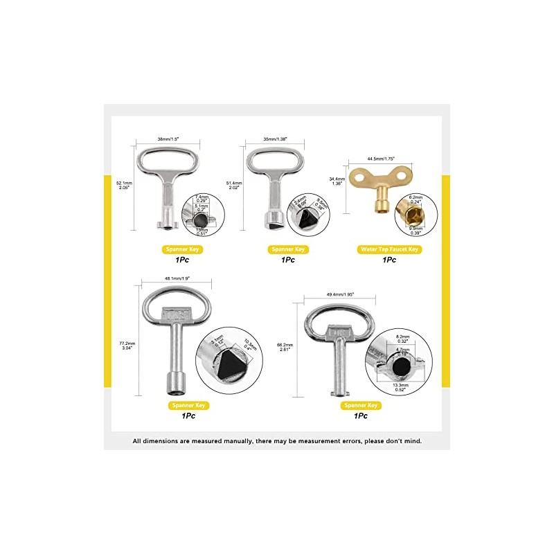 13-Piece Utility Key Tool Set for Plumbing and Cabinets