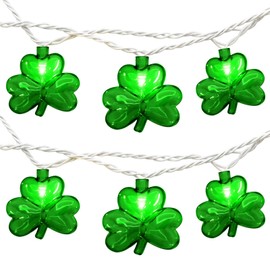 Konictom 8.5Ft St Patricks Day Lights,Shamrock String Lights with 10 Pack Clear Green Lucky Clover 3D Shamrock Lights,Connectable Shamrock Green Lights for St.Patrick's Day Party Indoor Outdoor Use
