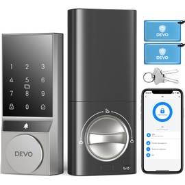 Devo G5 Smart Door Lock, Keyless Entry Door Lock with Doorbell, Built-in WiFi Deadbolt Lock for Front Door,No Hub, App Remote Control, Auto-Lock, IP54 Waterproof, BHMA Grade 3