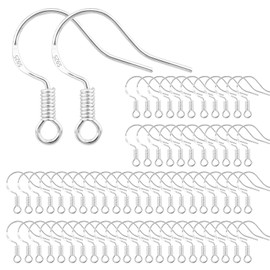 ALEXCRAFT Silver Earrings DIY Set Earring Hooks 925 Sterling Silver for DIY Earrings Jewellery Making Earring Accessories 100 Pieces