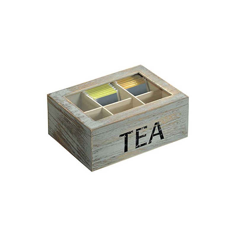 Kesper Paulonia Wood Tea Box, Grey, 21.7 x 16 x