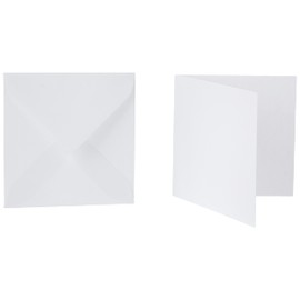 Craft UK 2382 5 x 5 inch White Hammered Card and Envelope Pack of 50, White Hammered 300 GSM, 5X5