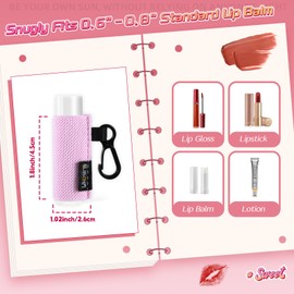 Likesing Chapstick Holder Keychain, 6 Pcs Lip Balm Holder Sleeve Pouch with Clip On, Lip Gloss Lipstick Holder Keychain Fits More Standard Lip Balm, Gift for Women Girls Boys and Man