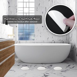 Coufce 24 PCS Bathtub Non Slip Stickers White Adhesive Decals Round Shape Anti Slip Shower Stickers Bath Non Slip Stickers for Floor Bathroom Stairs Ladders with Scraper