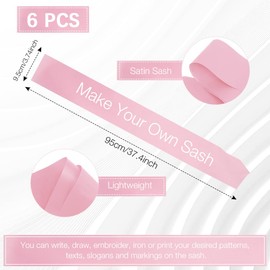 Sash 6pcs Blank Sash Pink Satin Sashes Mummy To Be sash Birthday Sash Plain Sash DIY Sash Party Accossories Sash Unprinted for Birthday Hen Party Wedding Homecoming Prom Baby Shower Graduation