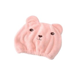 Microfiber Bear Dry Hair Face Washing Cap 70g Pink 1pc / 극세사 곰돌이 드라이 헤어 세안모자 70g Pink 1개