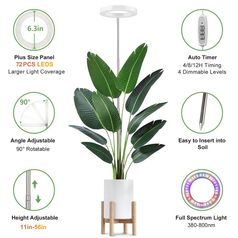 LBW Plant Grow Light, 72 LEDs Full Spectrum Grow Lights