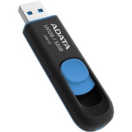 ADATA 32 GB Memoria Flash USB 3.0 Deslizable Color Negro con Azul (Modelo UV128)