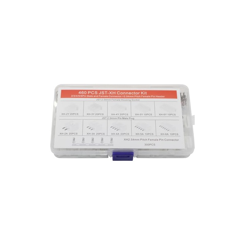 460Pcs JST XH2.54 Connector Kit 2P 3P 4P 5P 6Pin