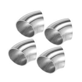 Hihaha 4 Pcs OD 1.5 Inch 45 Degree SS304 Stainless Steel Bend Tube Exhaust Elbow Pipe for Car Modified Exhaust System 1.5" Piping Silver Tone Durable Material