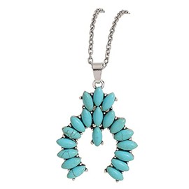 Fuqimanman2020 Western Turquoise Cowboy Cowgilrs Lightning Pendant Necklace Bull Head Bar Y Necklace for Women Gemstone Cattle Bohemian Tribal Jewelry for Mother's Day Gift-Semicircle, Stone Crystal,