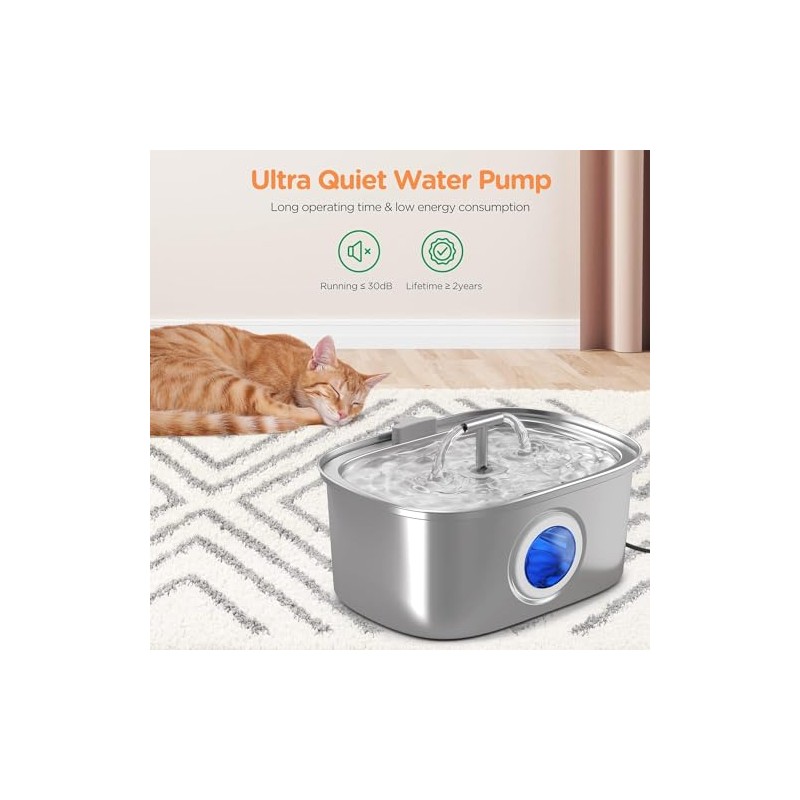 Rellaty Fuente de agua para gatos con ventana de nivel