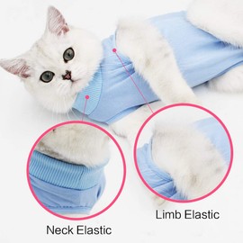 LIANZIMAU Cat Surgery Recovery Suit for Surgical Abdominal Wounds Home Indoor Pet Clothing E-Collar Alternative for Cats After Surgery Pajama Suit