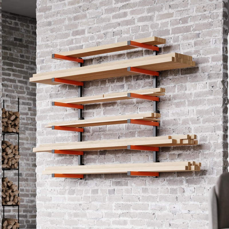 ECOTRIC Lumber Rack Wall Mount Wood Organizer Lumber Organizer -