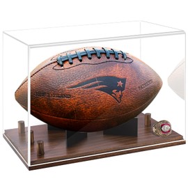 Vitula Football Display Case, Acrylic Clear Football Case with Wooden Base, Autographed Football Display Box with Removable Built-in Football Stand Memorabilia Display Box (Upgraded Version)