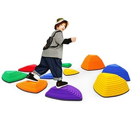 Balance Stepping Stones for Kids 11pcs Anti-skidding Stepping Stones Set Balance Blocks Indoor & Outdoor Kids Fitness Equipment Promotes Balance Coordination & Strength (GHS)