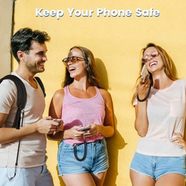 OUTXE Phone Lanyard Tether with 4 Patch- 2× Phone Tether, 4× Phone Patch with Adhesive, Compatible with Smartphone- Black