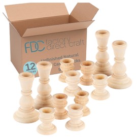 Unfinished Natural Wood Candle Sticks Set in Varied Heights by Factory Direct Craft - Set of 12 Wooden Candle Holders for DIY Crafts and Decorating Made in USA (Sizes 1-7/8"H and 4" H)